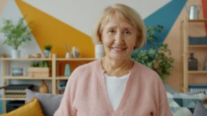 Smiling Indianapolis senior planning dental implant or denture treatment